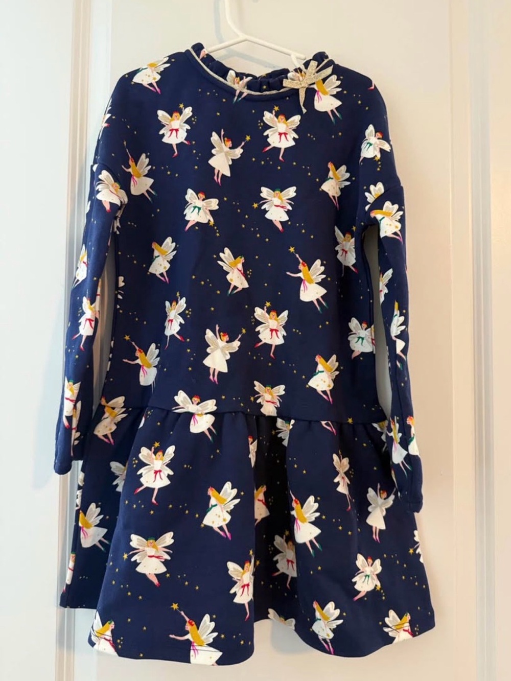 Mini Boden Navy Blue Fairy Print Long Sleeve Dress